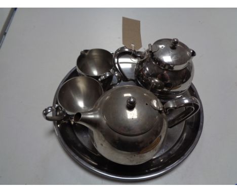 A four piece Olde Ball tea service on tray 