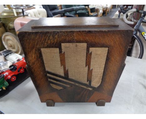 An Art Deco oak cased speaker 