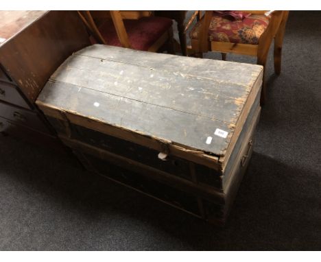 A 19th century pine domed topped trunk. 