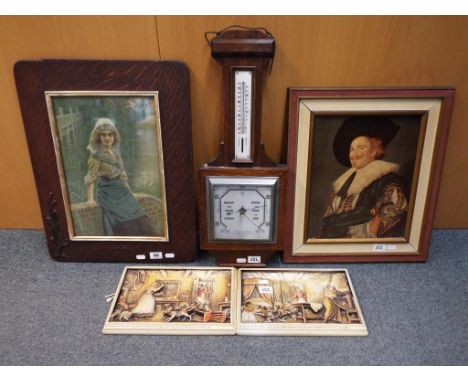 An early print by Lucien Davis entitled The Lock Keepers Daughter, framed under glass, a framed  print of The Laughing Cavali