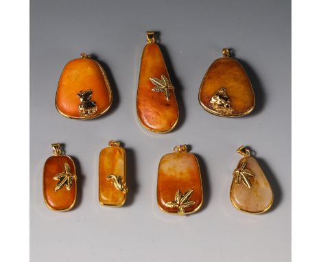A Set of Seven Seed Jade. Provenance:Important Family Collection. Condition reports and additional photographs are provided b