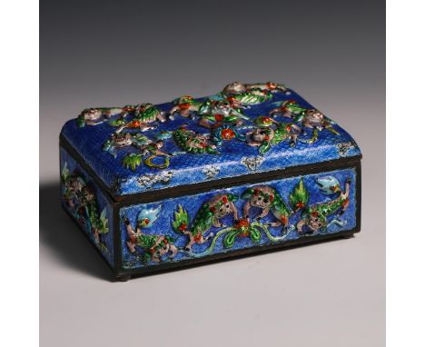 19th Century Silver-Fired Enamel Box with Lid. Provenance:Important Family Collection. Condition reports and additional photo