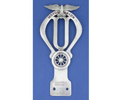*Motor Union Badge. Manufactured by George Collins Ltd., numbered 4637, and dating between 1907 and 1910,  this rare nickel-p