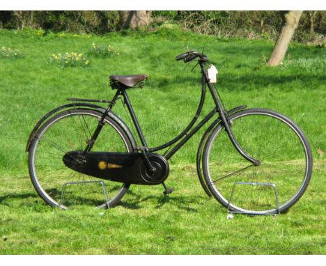 *1924 Sunbeam 'Royal' Loop-Frame Lady's Bicycle. A highly original machine with black enamel and gilt transfers,  23-inch fra