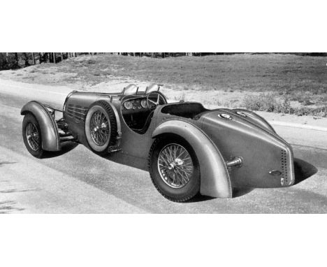 c1935 Bugatti Type 57 'Competition Model'. A very rare illustrated double-sided promotional card (A4 size) outlining the 3.3-