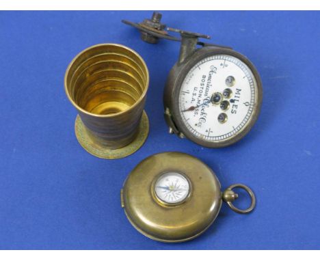 *A Novelty Compass & Cup. Looking like a pocket watch, it has a small compass in the brass lid, which opens to reveal a small