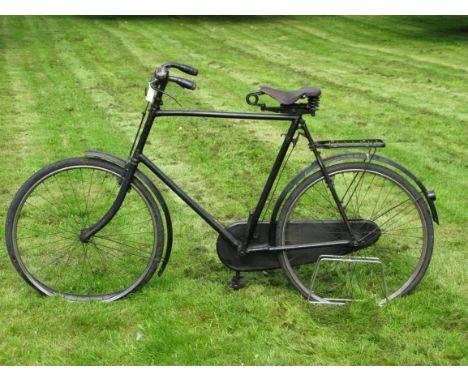 *1933 Sunbeam Gentleman's Bicycle. With a 24-inch frame numbered 163450,  the black painted bicycle possesses a Sturmey Arche