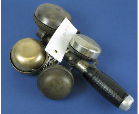 *Four Bicycle Bells, to include an unusual bell operated by a twist grip,  a spring chime bell, J. Lucas Ltd roller bell and 