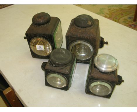 *Electric Lighting Set. Dating from the veteran period, and probably pre-1905, a very rare set of two head-lamps and two side