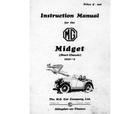 1931 M.G. Midget Instruction Manual. A metal clasped booklet with detailed descriptions, component images, agency list and re