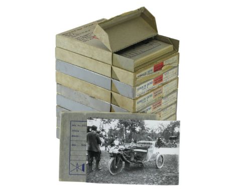 *Glass Plate Negatives. Held in nine stiff whole-plate boxes, they all represent pre-1910 competition motoring and speed tria