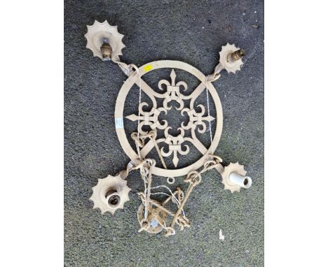 An old iron hanging ceiling light. 