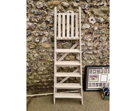 An old painted oak folding ladder.&nbsp; 