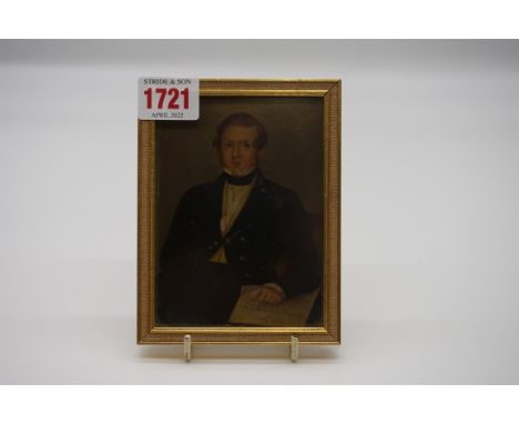 European School, first half 19th century, half length portrait miniature of Henry Jones, labelled verso,&nbsp;oil on copper, 