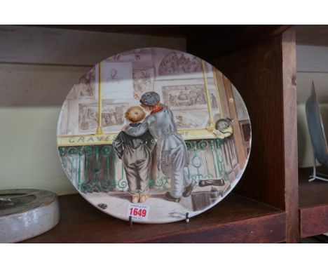 A Victorian Royal Worcester circular plaque, painted&nbsp;with 'The Old Curiosity Shop' by Albert Hill, impressed mark, 32cm 