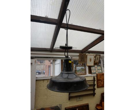 A pair of enamel ceiling lights,&nbsp;34cm diameter.&nbsp; 