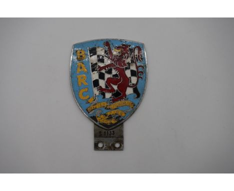 Automobilia:&nbsp;a 'British Automobile Racing Club' enamel car radiator badge, No.L1133, (s.d. to enamel). 