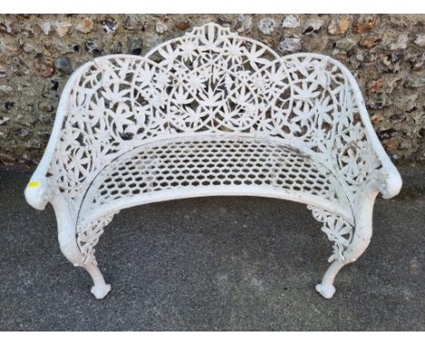 A white painted aluminium garden bench.&nbsp; 