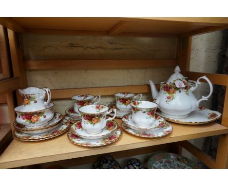 A Royal Albert 'Old Country Rose' pattern part tea service.&nbsp; 