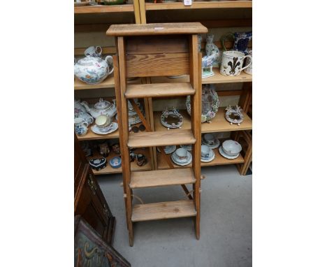 An antique pine step ladder,&nbsp;104cm high when open.&nbsp; 
