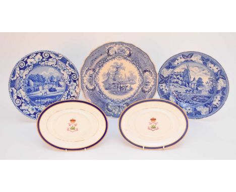 A collection of assorted British transfer-printed meat platters, plates and dishes, 19th century, including a large meat dish