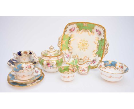 A small group of Coalport batwing, early 20th century, comprising a trio of teacup, saucer and side plate and a matching suga