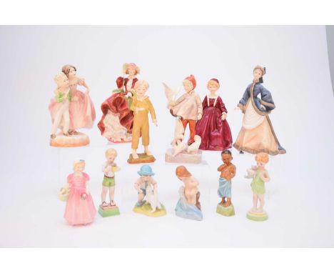 A group of twelve Royal Worcester figurines including Sister; Friday Boy (re-issue); Burman; Wednesday Boy (re-issue); The Pa