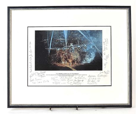 After Norman Didwell (wartime RAF engineer), 'Cyril Boseley and his crew over Saarbrücken, turned into a one-off print by the