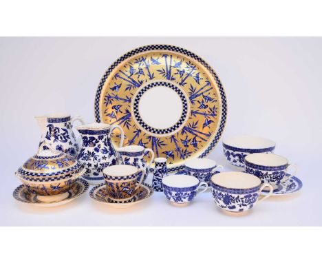 A mixed group of Coalport, late 19th and early 20th century, comprising a 'Japanese Grove' twin-handed tureen, cover and stan