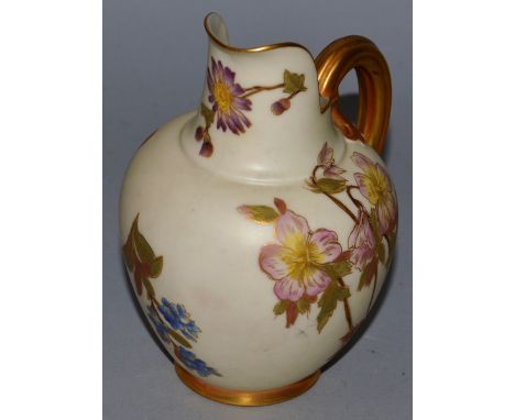 A WORCESTER JUG, Pattern No. 1094, painted with flowers. 5ins.