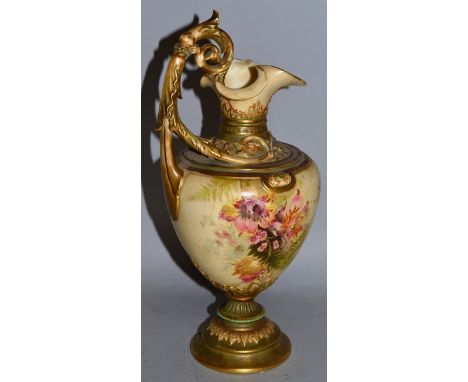 A ROYAL WORCESTER EWER painted in the manner of Edward Raby, date code 1896, a Royal Worcester Hadley style group with boy an