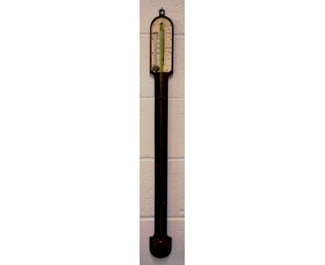 A 19TH CENTURY ROSEWOOD STICK BAROMETER with ivory dial 34ins long. John Nicholsons Auctioneers do not ship items containing 