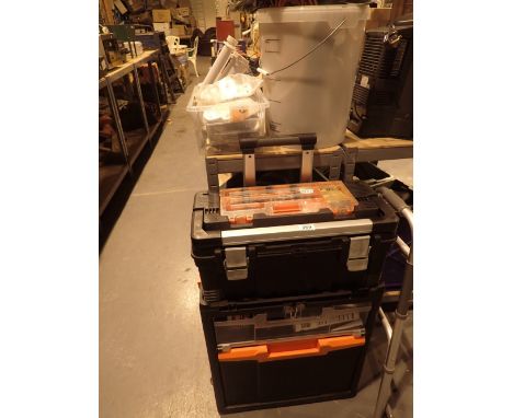 Black and Decker three tier trolly toolbox and contents and other tools