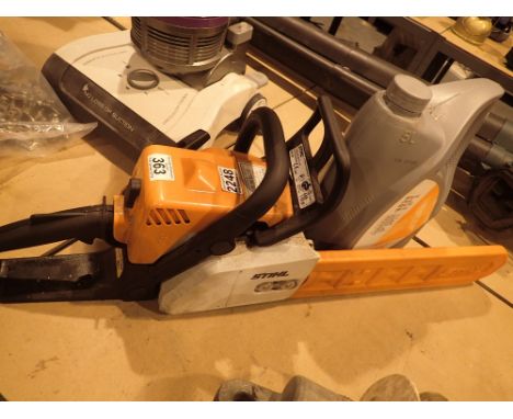 Stihl MS 180 chainsaw and chain oil CONDITION REPORT: This item is wroking at lotitng up