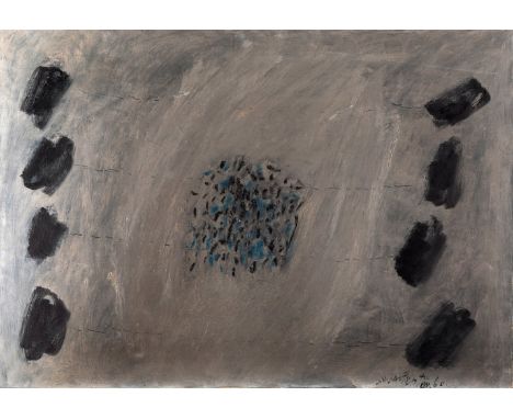 HSIAO CHIN (Shanghai, 1935)."Ux-107", 1960.Oil on canvas.Signed and dated in the lower right corner; signed, titled and dated