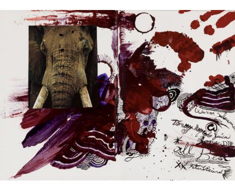 PETER BEARD (New York, 1938-2020)."Peter Beard, Scrapbooks from Africa and beyond".Mixed media (collage, ink and paint). Arti