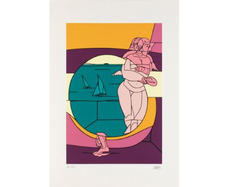 VALERIO ADAMI (Bologna, Italy, 1935).Untitled, 1992, from the series "Olympic Suite".Silkscreen on 270 grams Vélin d'Arches p