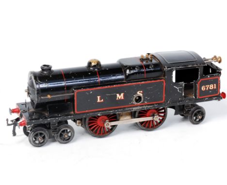 Hornby 1929-31 black LMS c/w No. 2 special tank loco No. 6781 shadowed sans-serif LMS and number transfers, various chips and
