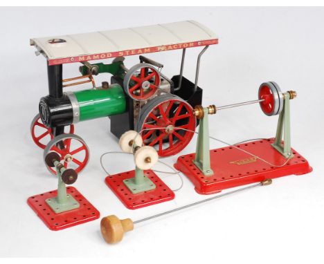 Mamod Accessory Group, to include Traction Engine, Polishing Wheel, Steering rod, Grinding Tool and a line shaft fitted with 