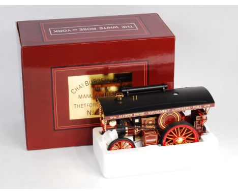 Midsummer Models, 1/24th scale model of a Burrell Showman's Engine "The White Rose of York", finished in maroon in the origin