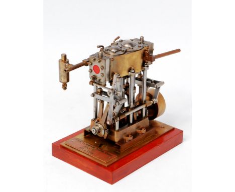 Stuart Turner Compound Marine Engine, comprising of twin vertical suspended cylinder, on turned column supports, fitted with 