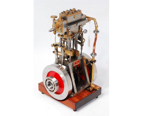 Scratch built by Norman Gregory for 1979 exhibition, a twin cylinder marine engine 0.75 inch bore x 2 inch stroke cylinders, 