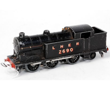 A Hornby Dublo prewar EDL7 tank engine black LNER No. 2690 paint loss and corrosion present under paintwork