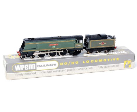 A Wrenn Railways W2266AX BR lined green streamlined Bulleid pacific engine and tender 'City of Wells', with instructions (M-B