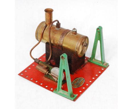 Hobbies Models stationary steam plant, comprising of horizontal boiler with safety, powering a miniature horizontal single cy