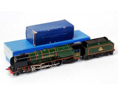 A Hornby Dublo EDL12 BR gloss green 'Duchess of Montrose' engine and tender, a few minor blemishes to loco due to contact wit