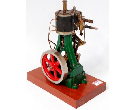 Stuart Turner, No.4 Vertical Steam Engine, comprising of large single cylinder suspended on A frame support, cast in steam an
