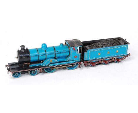 Caledonian blue 4-4-0 engine No. 71 fitted with can motor and connected 6 wheel tender fitted with large skate pickup (G-VG)