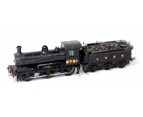 Ex North Eastern Railway 0-6-0 class J21 goods engine finished in LNER black No. 9791 fitted with skate pickup to connected t