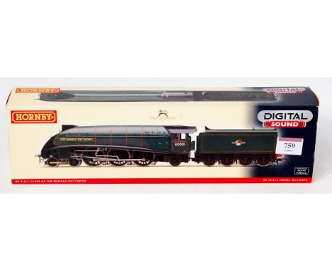 A Hornby R2896 XS BR green class A4 engine and tender 'Sir Ronald Matthews' No. 60001 digital sound decoder DCC fitted (NM-BN